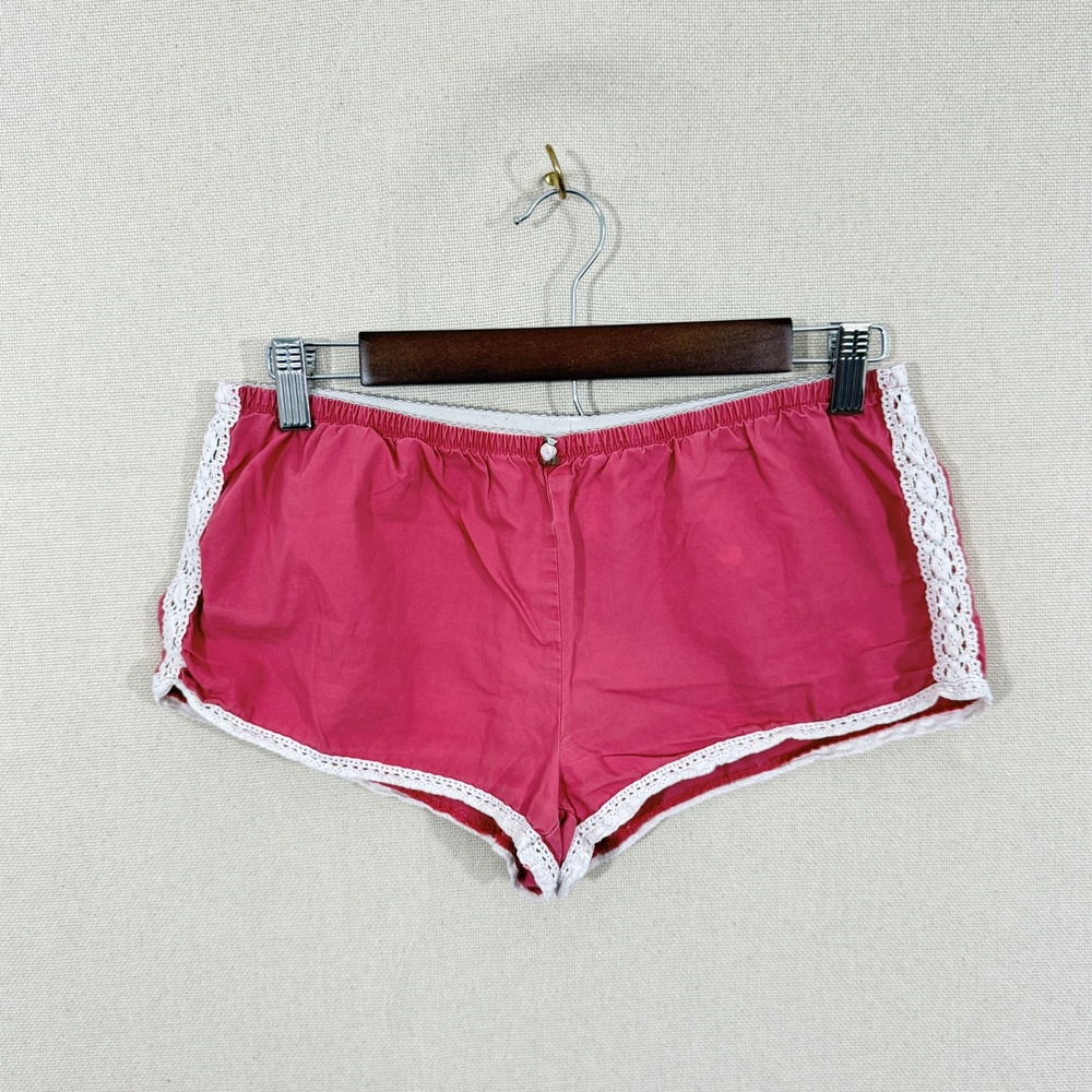 Old Navy Intimates Pink Cotton Crochet Lace Trim Pajama Shorts Womens Small